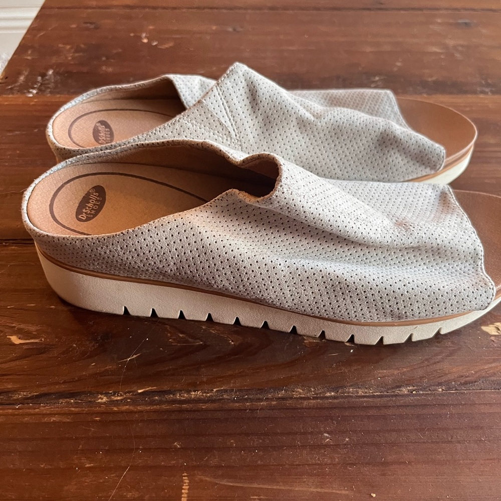 Open toe suede mules